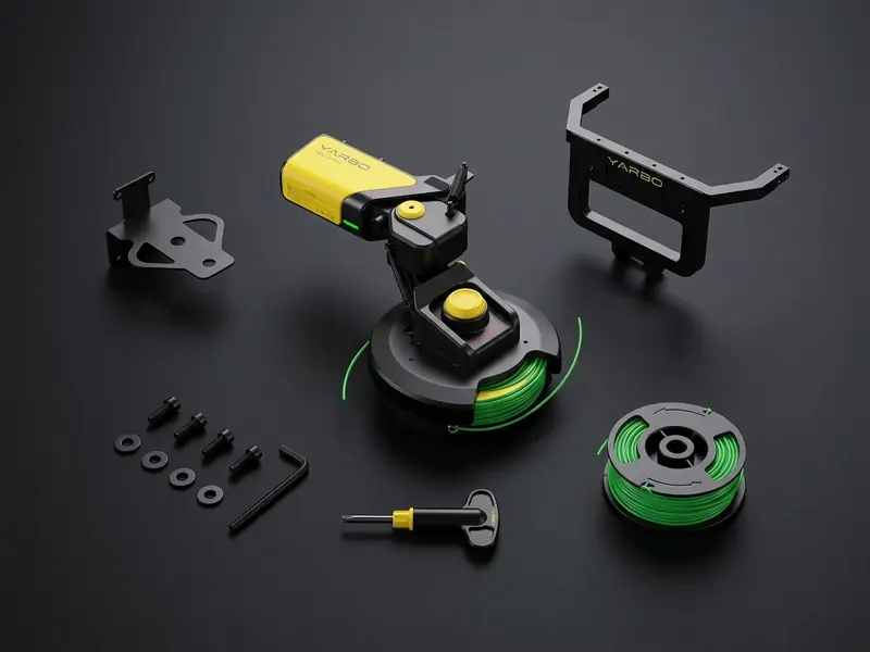 Комплект поставки Yarbo Trimmer — модуль, катушки, инструмент, крепёж