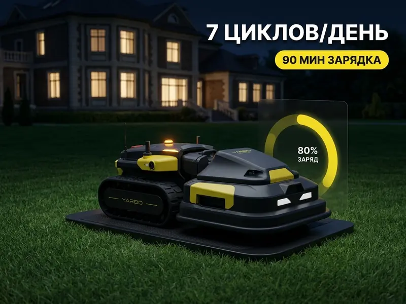 Yarbo Mower на зарядной станции — автоматическая зарядка