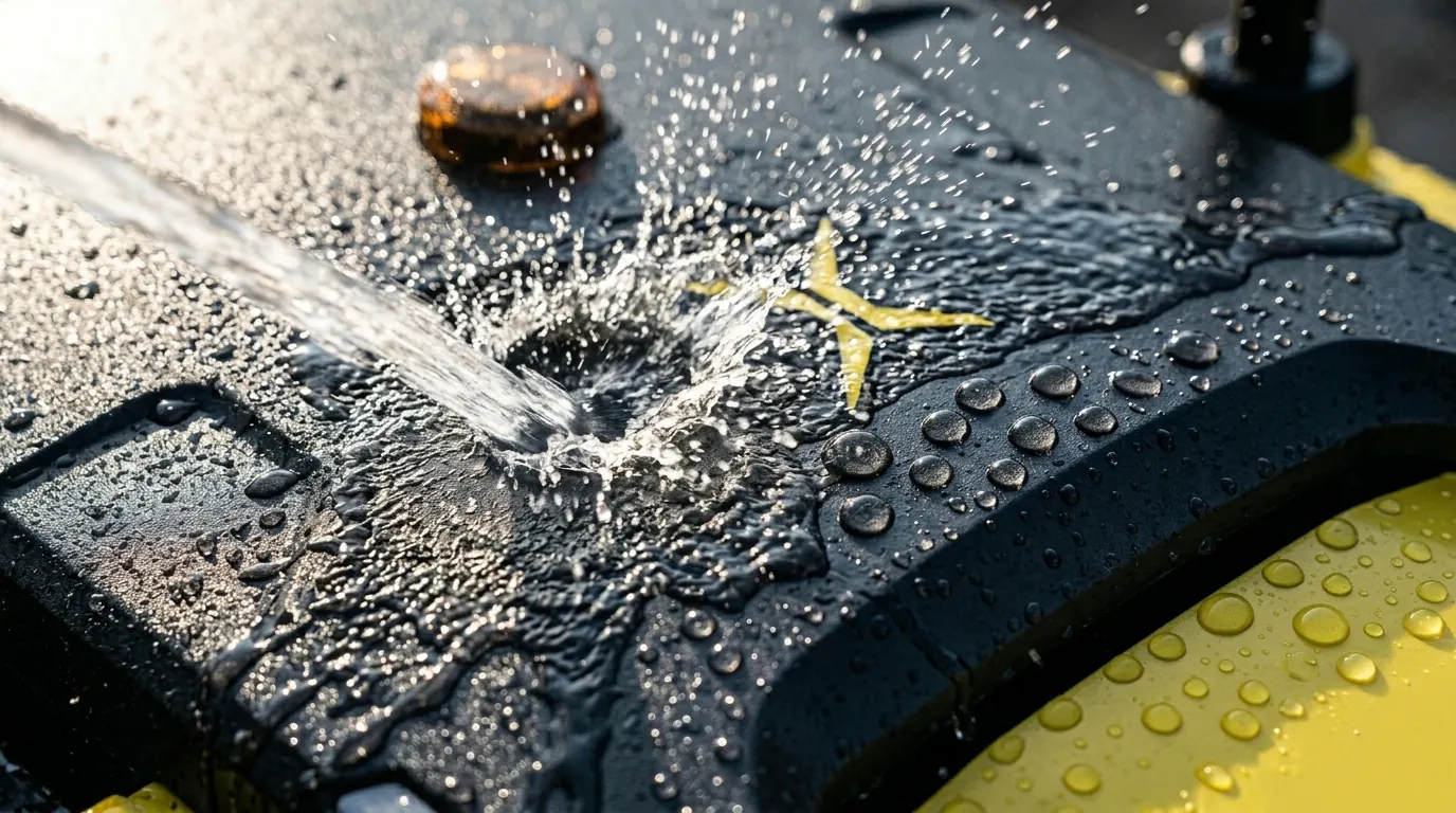 Струя воды под давлением по корпусу Yarbo — защита IPX5