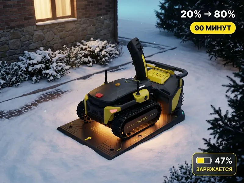 Yarbo Snow Blower автоматически возвращается на зарядную станцию