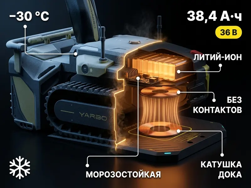 Зарядная док-станция Yarbo зимой — беспроводная зарядка при минус 30 градусах