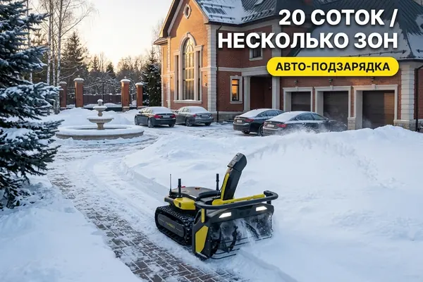 Расчищенная территория загородной резиденции — несколько зон уборки снега