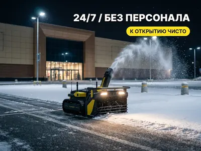 Парковка торгового центра зимой — автономная уборка снега Yarbo