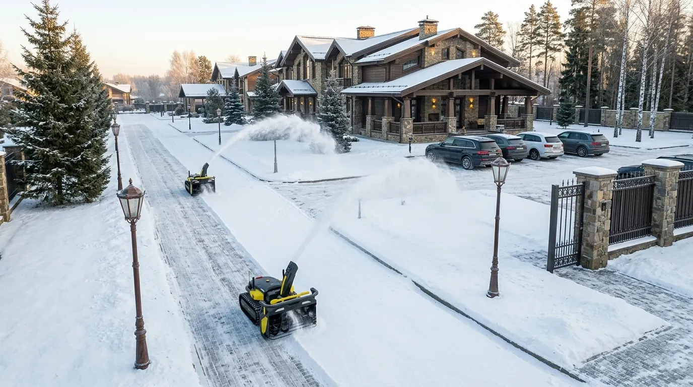 Два робота Yarbo Snow Blower синхронно убирают снег на большой территории
