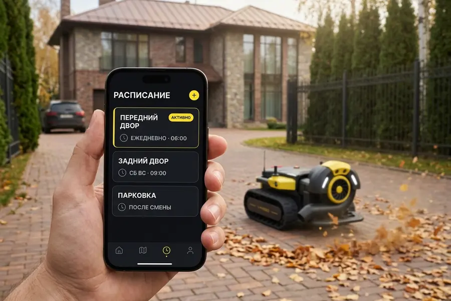 Расписание Yarbo Blower по дням недели в приложении