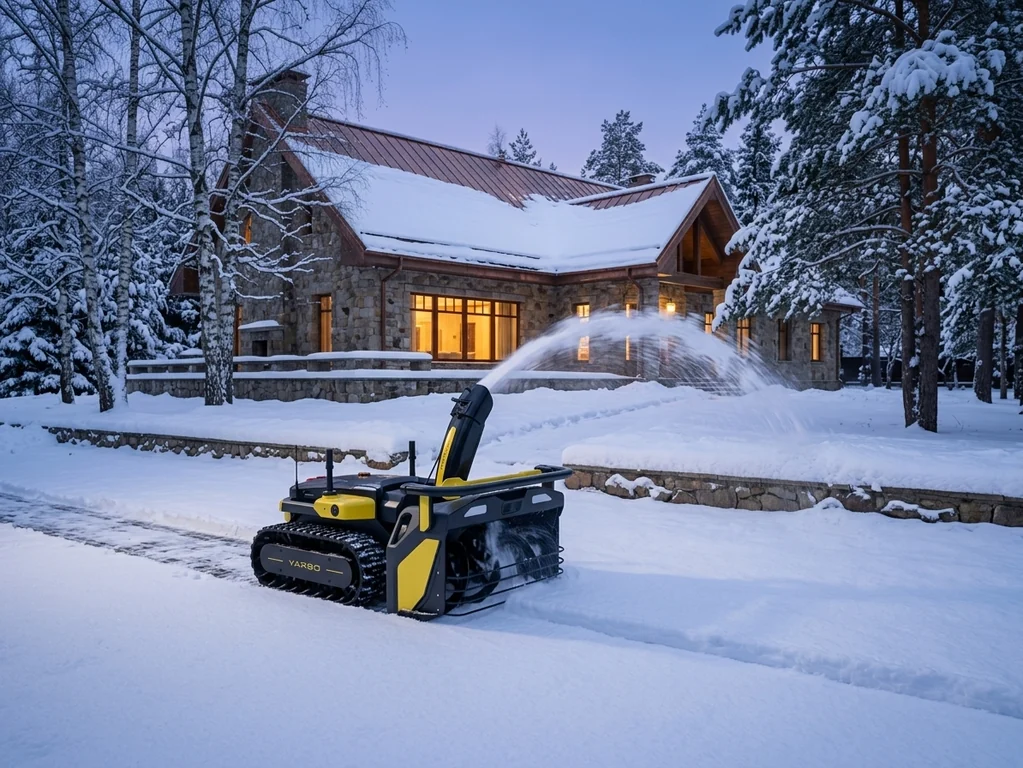 Yarbo Core с модулем Snow Blower — автономная уборка снега зимой