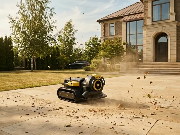 Yarbo Blower поддерживает чистоту патио в сухой августовский ветер