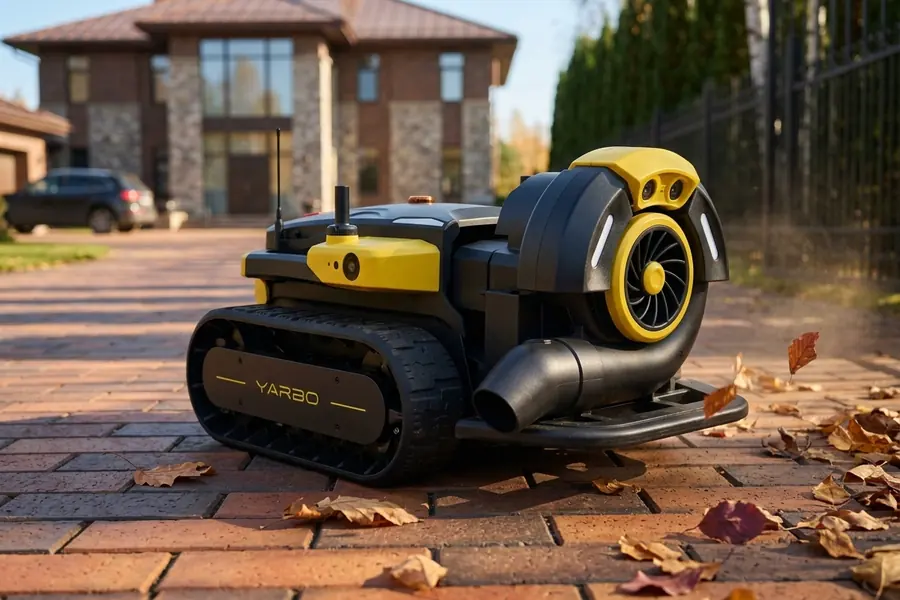 Yarbo Blower на брусчатке и клинкерной плитке подъездной дорожки
