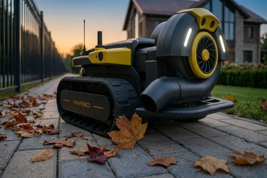 Yarbo Blower на тротуарной плитке возле дома